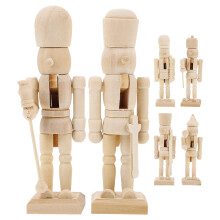 30Pcs Beige Wooden Nutcracker Puppet DIY Walnut Soldier for Kids Play