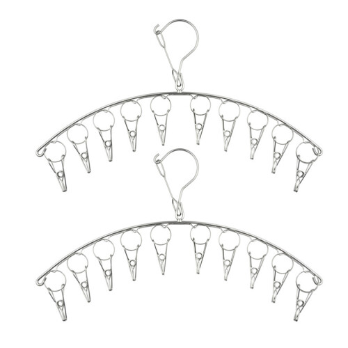 6Pcs Stainless Steel Laundry Drying Hangers with Clips Silver