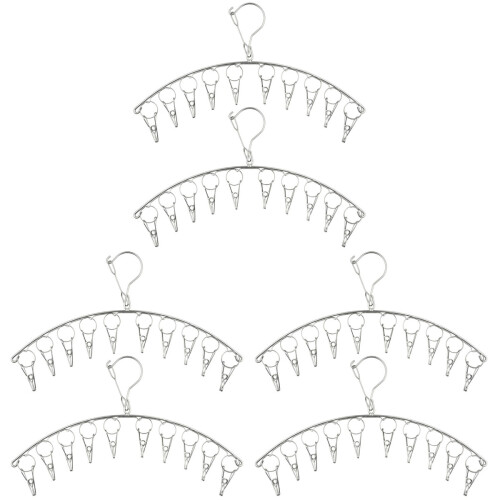 6Pcs Stainless Steel Laundry Drying Hangers with Clips Silver 1