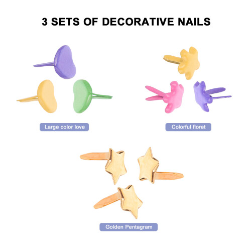 300Pcs Mini Colorful Brads Two-Legged Nails For Diy Craft Projects 1