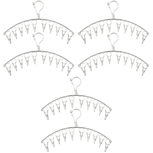 6Pcs Stainless Steel Laundry Drying Hangers with Clips Silver 2