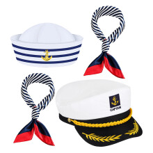 12Pcs Men's Yacht Captain Sailor Hat and Scarf Costume Accessories