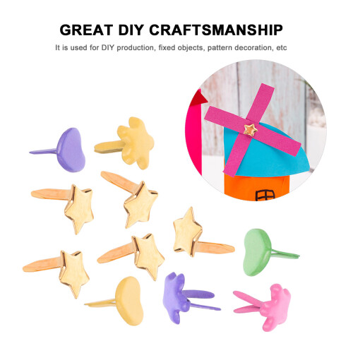 300Pcs Mini Colorful Brads Two-Legged Nails For Diy Craft Projects