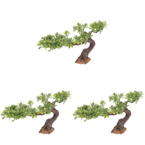 3Pcs Green Realistic Fake Tree Figurine Micro Landscape Decor 1