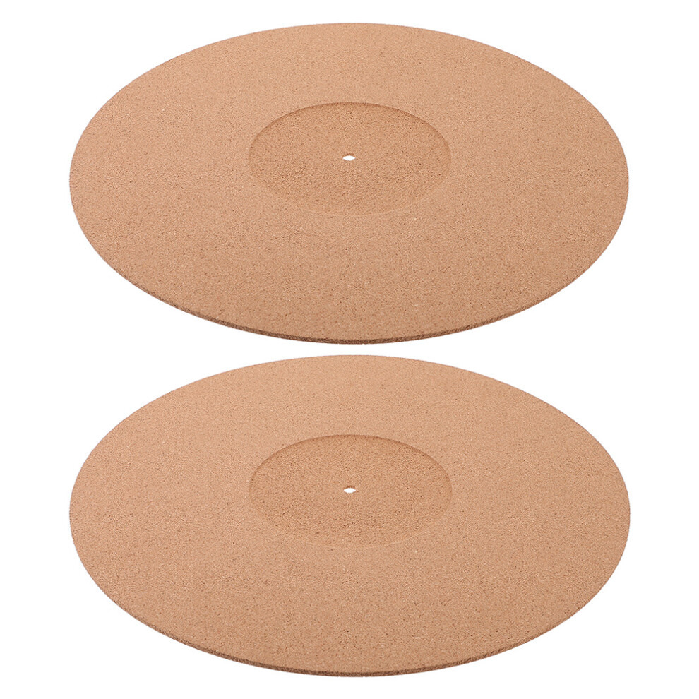 2Pcs Cork Vinyl Record Mats Turntable Slipmats Khaki Anti-Static Pads 3633982019516