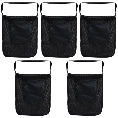 5Pcs Lightweight Black Mesh Bag Foldable Large Capacity Outdoor Bag 2