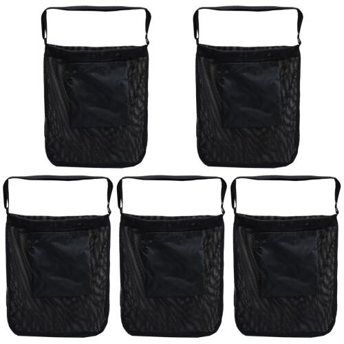 5Pcs Lightweight Black Mesh Bag Foldable Large Capacity Outdoor Bag 1