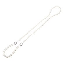 2Pcs Easy-Install Beige Pearl Phone Shoulder Strap with Alloy Chain