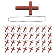 250Sets Lightweight Wood Cross Beads Religious Pendant for Home Church