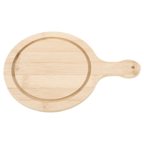 2Pcs Portable Khaki Bamboo Round Pizza Board with Handle for Kitchen