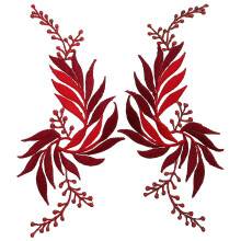 8Pcs Red Leaf Embroidered Iron-on Patches for Garment Decoration