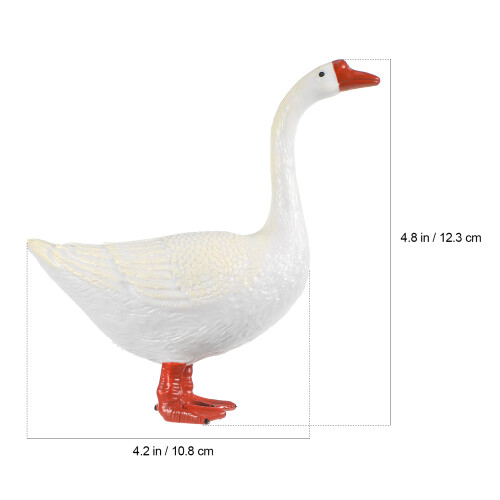 5Pcs White Plastic Goose Figurine Realistic Desktop Home Decor Craft 2