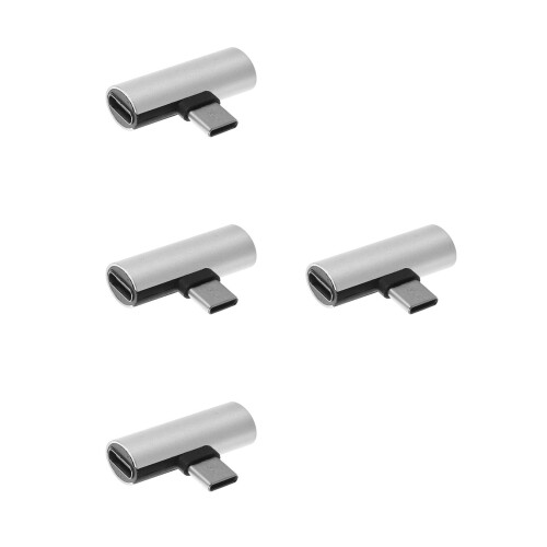 4Pcs Silver Type Adapter for Headphones with Charging Support 2