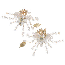 4Pairs Removable Gold Shoe Buckles Floral Rhinestone Charms for Women