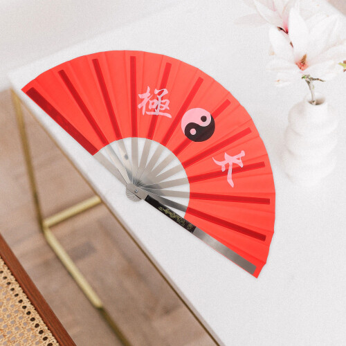 4Pcs Red Handheld Foldable Fan Chinese Fan for Tai Chi Performance 2