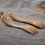 2Pcs Wooden Flatware Set Khaki Children Spoon Fork Simple Kitchen 3