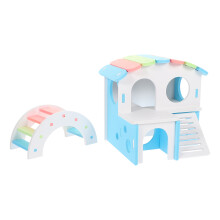 4Sets Charming Premium Wooden Hamster Bridge and Small Pet House