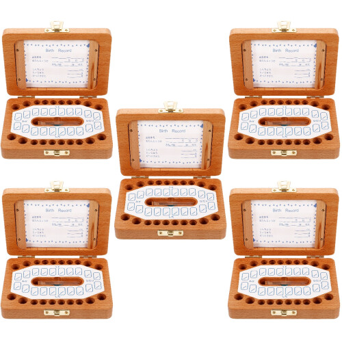 5Pcs Baby Tooth Keepsake Box Wooden Storage Case 2