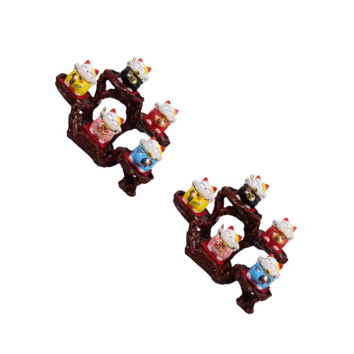 2Sets Charmante Keramische Kat Miniatuur Auto 2