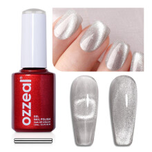 Ozzeal Esmalte de Uñas Gel Cristal Cat Eye, 15ML Esmalte Magnético Plateado Brillante