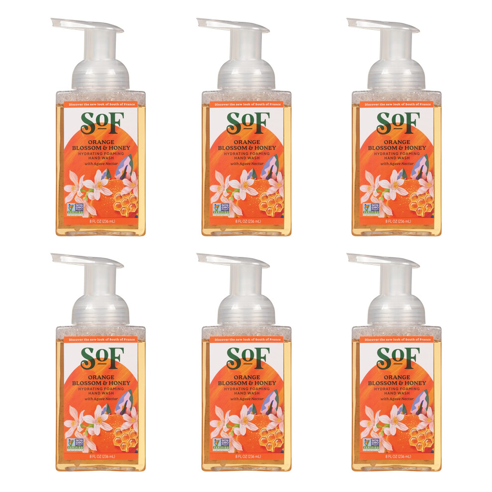 South Of France Sof Hydrating Foaming Hand Wash - With Organic Agave Nectar & Coconut Oil- Vegan & Non Gmo- Free From Phthalates, Sulfates & Parabens- Orange Blossom