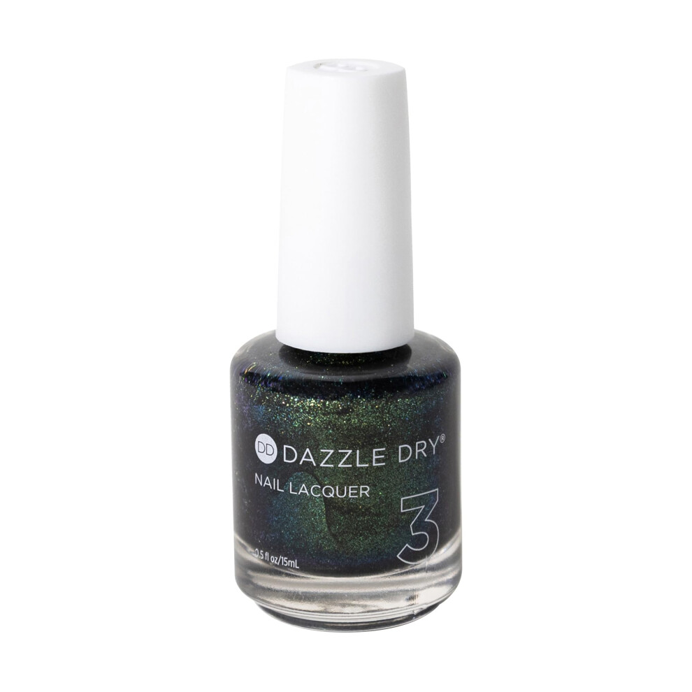 Dazzle Dry Nail Lacquer (Step 3) - Dragonfly - A Full Coverage, Color-Shifting, Iridescent Glittering Green. Full Coverage Glitter. (0.5 Fl Oz)