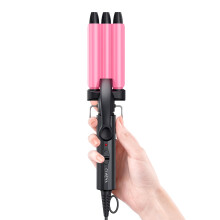 CIVEYA Mini Haarcrimper für kurze Haare 1/2 Zoll, kleine Crimper für enge Strandwellen, 3 Barrel Waver mit Arganöl