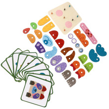2Ensembles Jouets Éducatifs Bois Expressions Faciales Puzzle Couleurs