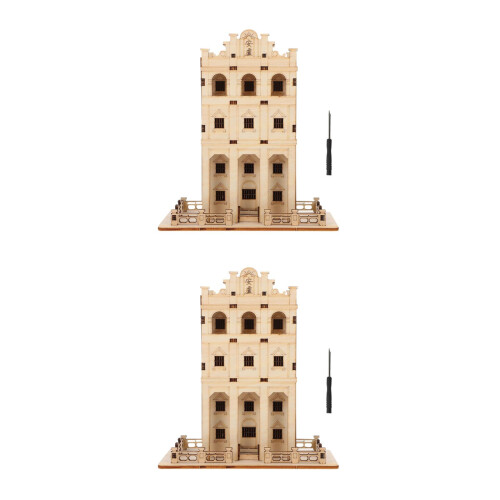 2Ensembles Jouet Puzzle Bois 3D Éducatif DIY Artisanat 1
