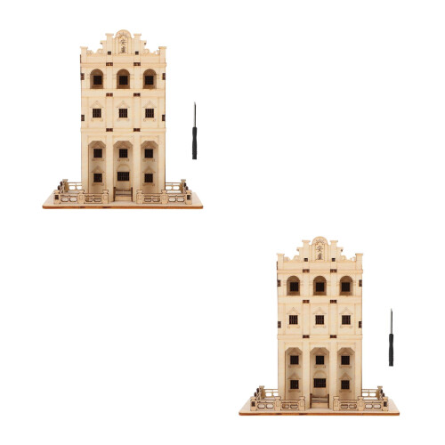 2Ensembles Jouet Puzzle Bois 3D Éducatif DIY Artisanat 2