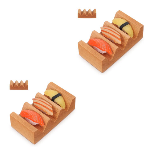 2Pièces Porte Sushi Bois Lisse Support Cuisine 2