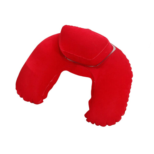 2Pcs Lightweight Inflatable U-Shape Neck Pillow Red for Camping Travel