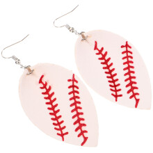 4Pairs Girls Baseball Earrings White Dangle Sports Accessories