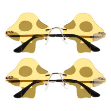 4Pcs Yellow Novelty Mushroom Sunglasses Frameless for Beach & Cosplay
