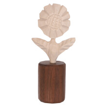 Unfinished Wooden Sunflower Carving Standing Table Decoration