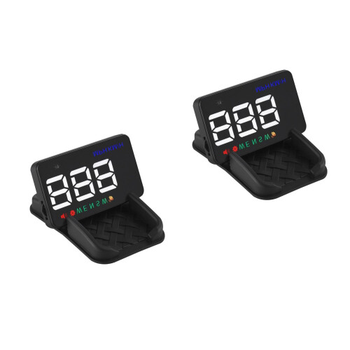 2Pcs Universal Car Head-Up Display Digital Speedometer Black Abs+pc 2