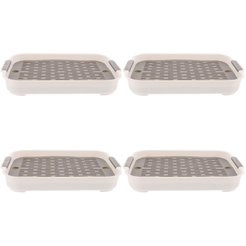 4Pcs Rectangular Rabbit Training Potty with Anti-Fall Fence Design 2