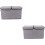 2Pcs Stackable Grey Storage Box with Handles Double Lids 6