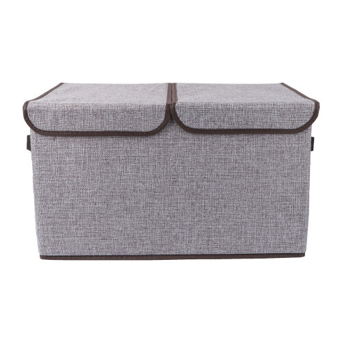2Pcs Stackable Grey Storage Box with Handles Double Lids 1