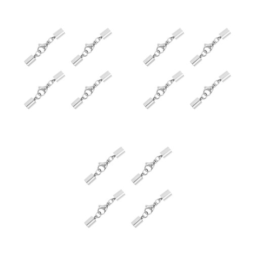12Pcs Stainless Steel Jewelry String Fastener Silver Durable Fixation 2