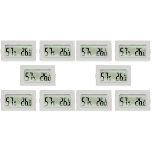 10Pcs Wireless Mini Digital Hygrometer Thermometer White for Reptiles 1