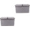 2Pcs Stackable Grey Storage Box with Handles Double Lids 3