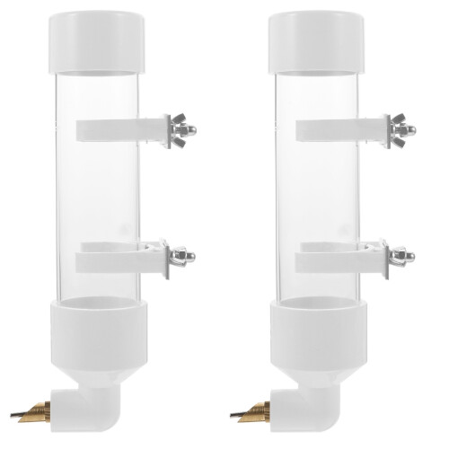 2Pcs Automatic Bird Waterer Transparent Water Feeder for Pet Cages 1