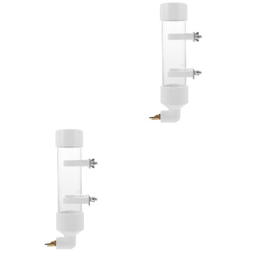 2Pcs Automatic Bird Waterer Transparent Water Feeder for Pet Cages 2