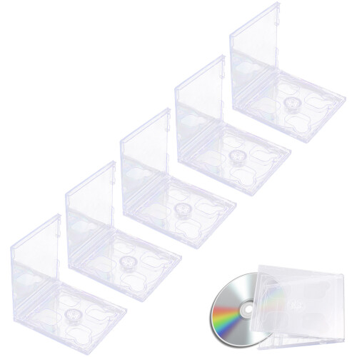 10Pcs Transparent Cd Media Storage Cases Dual Disc Plastic Holders