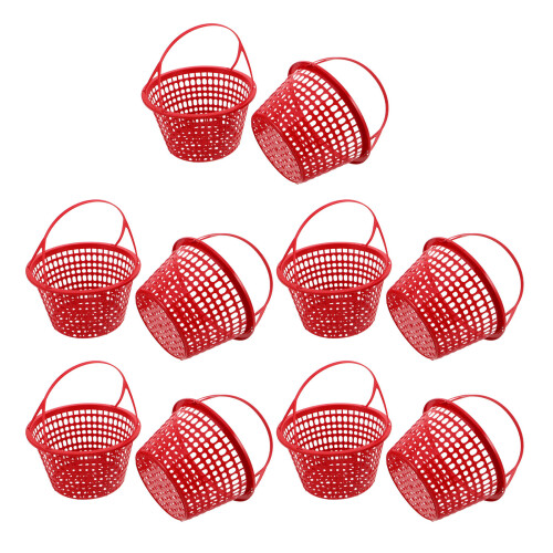 10Pcs Red Plastic Basket for Fruits Picking with Ergonomic Handle