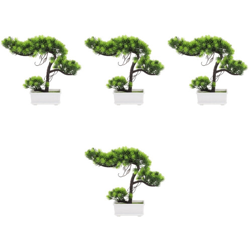 4Pcs Plastic Artificial Pine Trees Multi-Color Fake Bonsai Desk Decor 2