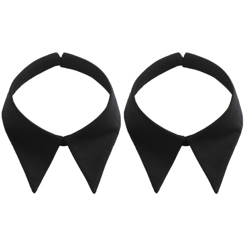 2Pcs Black Durable Chiffon Detachable Fake Dickey Collar for Sweaters 2