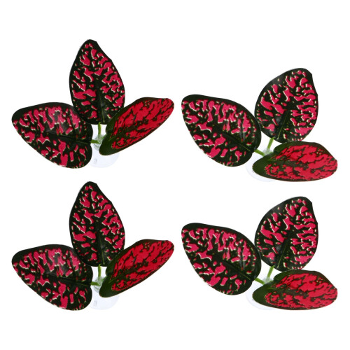 12Pcs Red Simulation Fish Spawning Leaves Plastic Aquarium Landscape 1