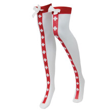 3Pairs White Party Stockings for Women Durable Cotton Bow Tie Design